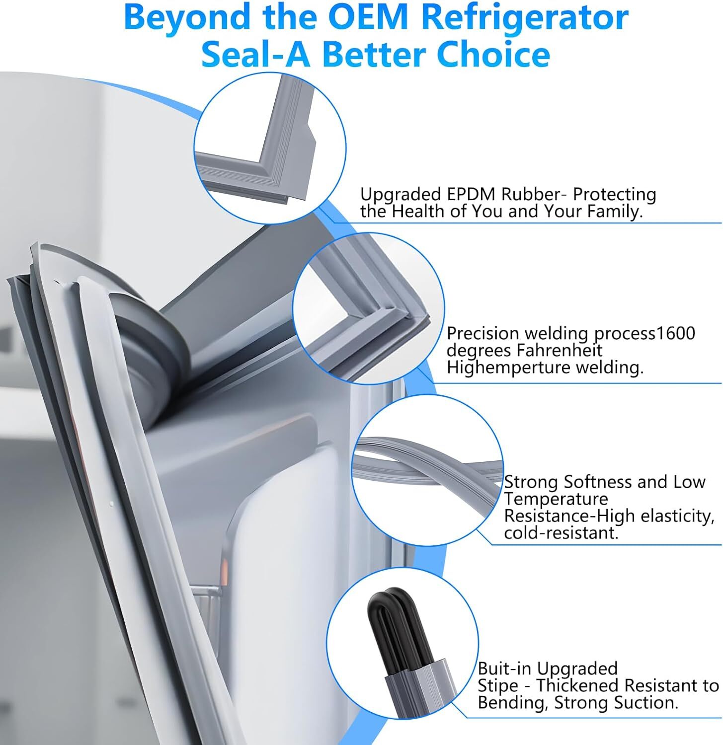 2 Pack New W10830162 Refrigerator Door Gasket Fit Whirlpool Kenmore Door Gasket