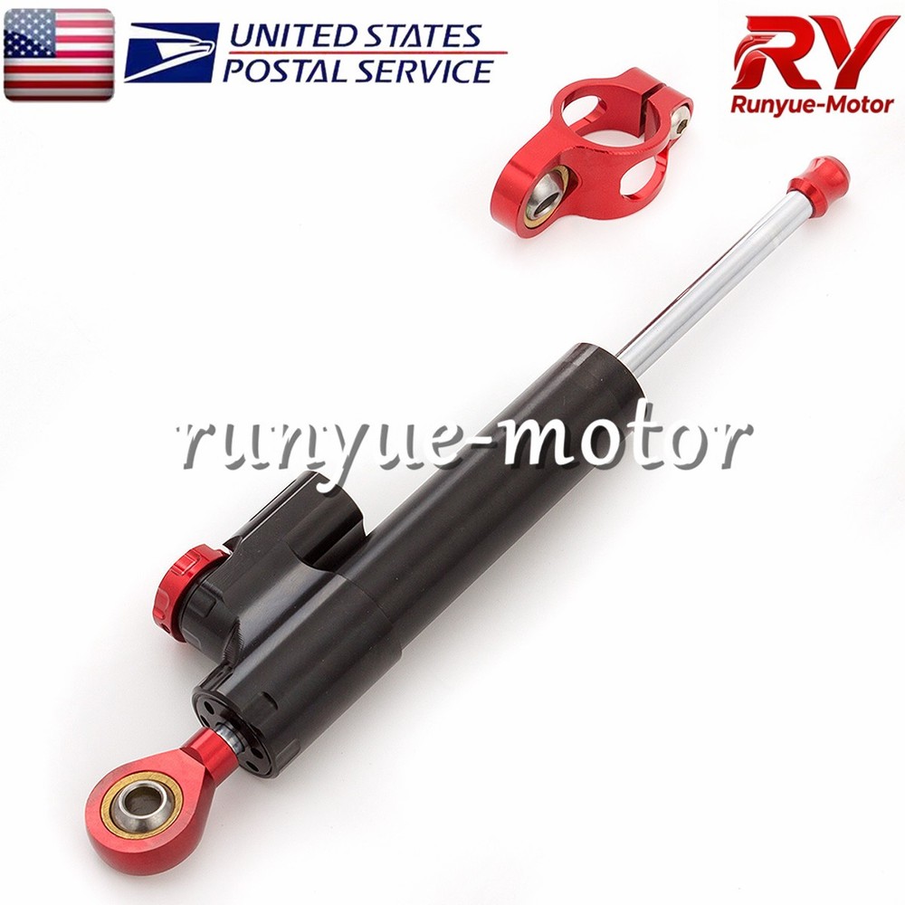 Adjust Steering Damper Stabilizer Linear Control Universal Aluminum Black+Red