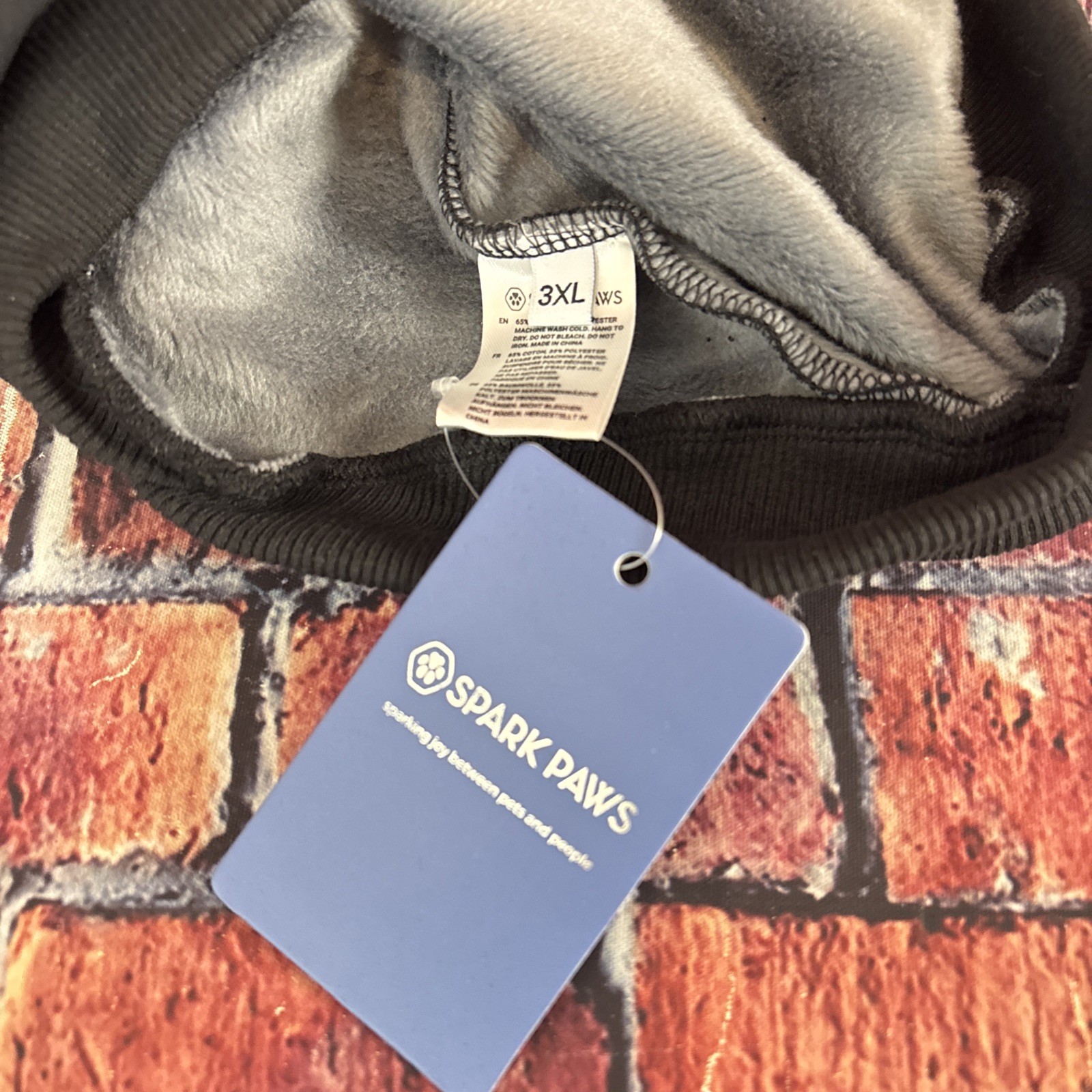 Spark Paws "WOOF" Dog Hoodie - Black & Reflective 3XL