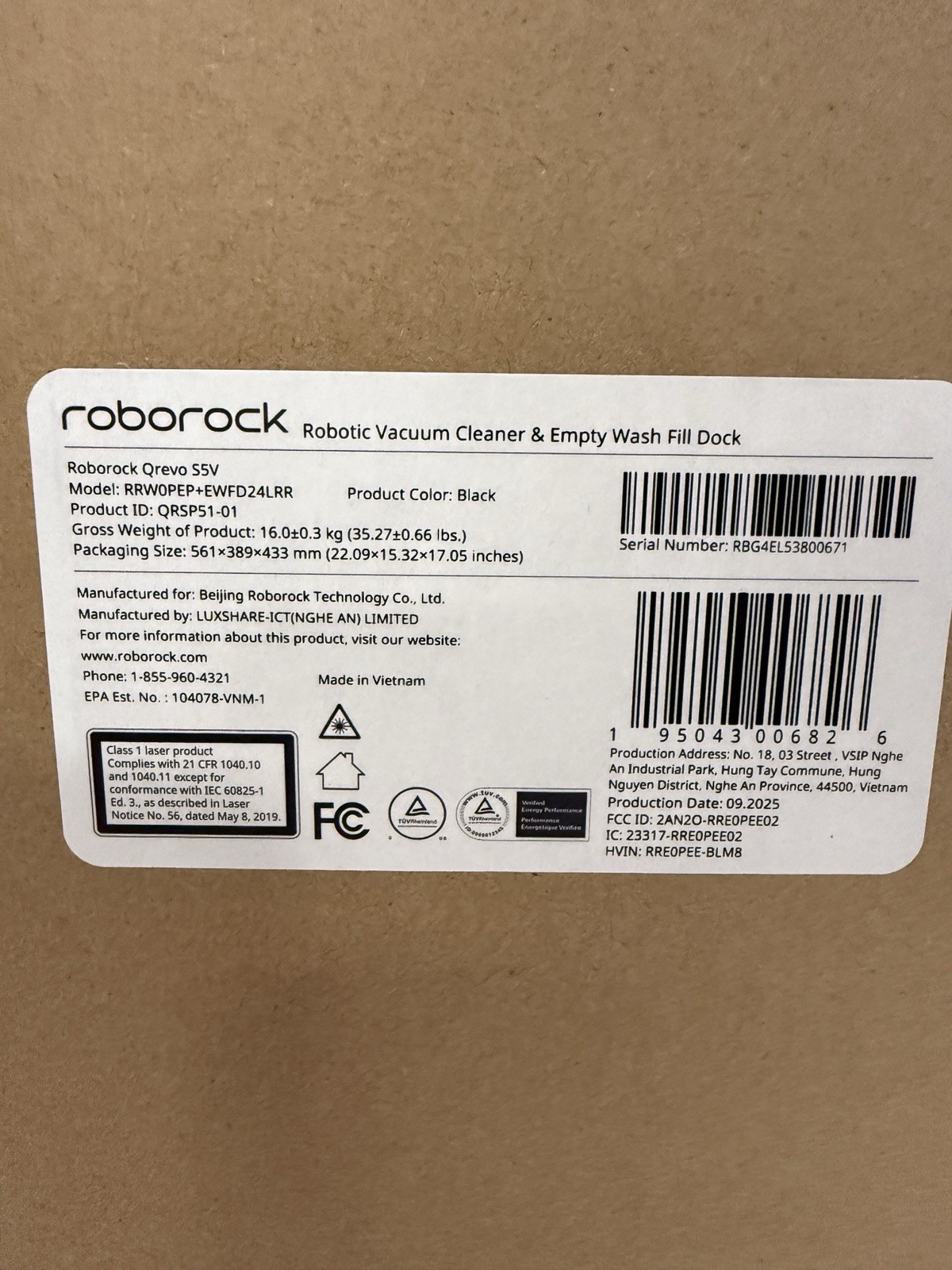 Roborock Qrevo S5V Robot Vacuum & Mop, Multifunctional Dock, Black