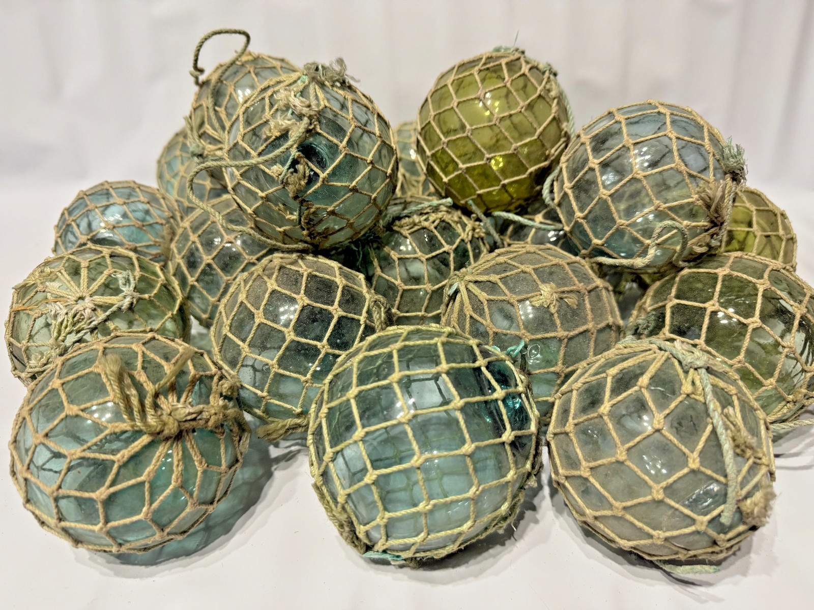 Big Size Set of 25 Glass Fishing Float Buoy Ball Vintage Japanese  Good / Decor