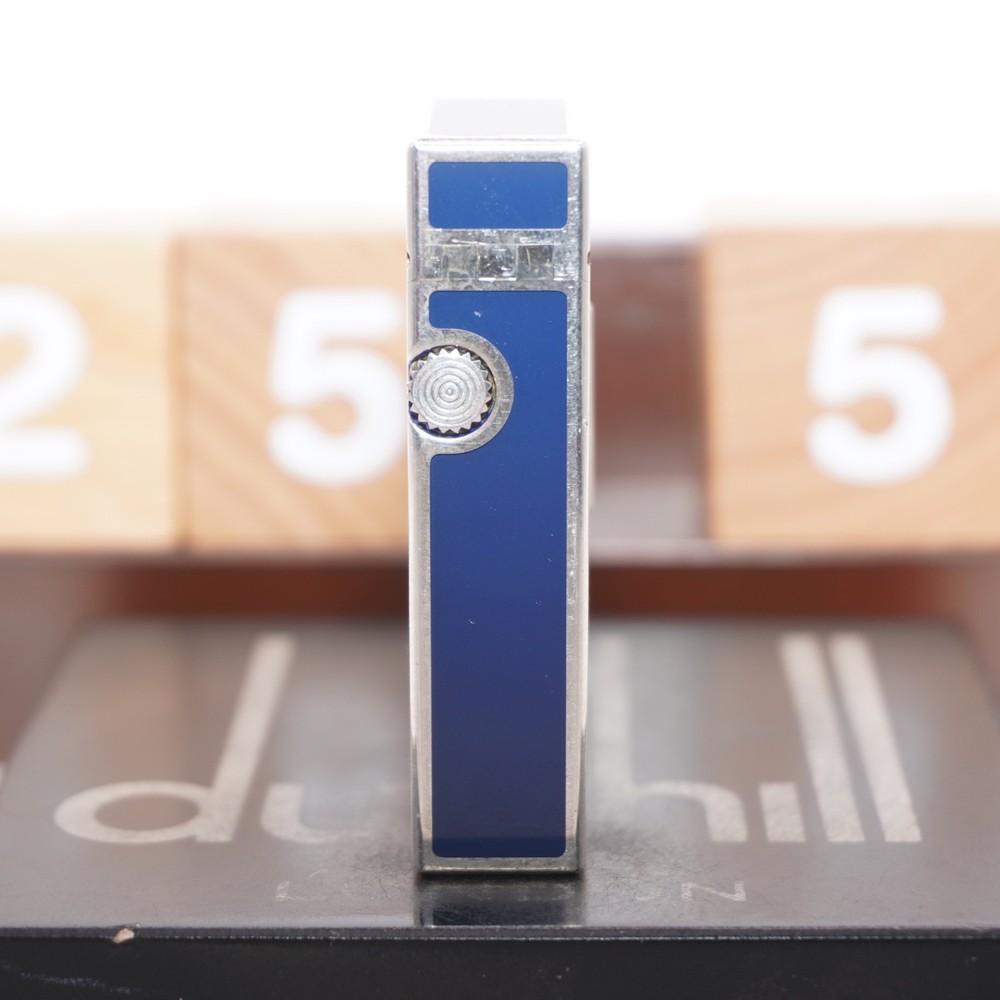 Dunhill Mini Lighter Silver & Blue Lacquer_Ultrasonically Cleaned_Working