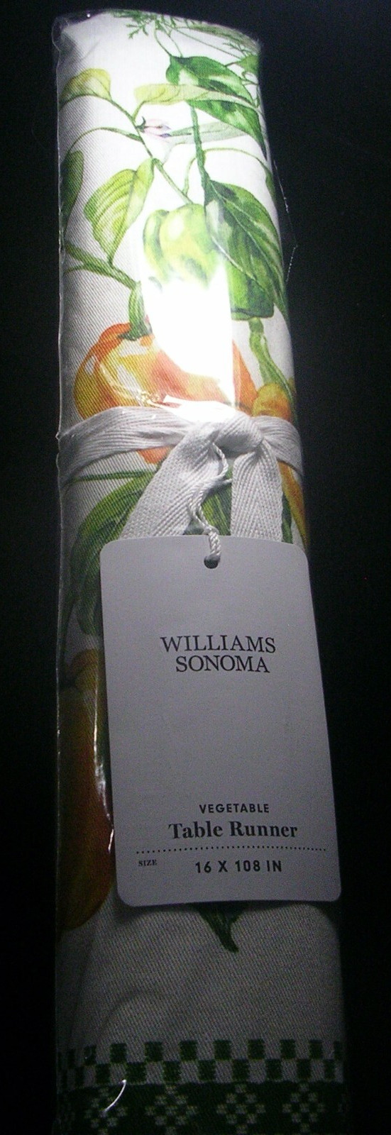 WILLIAMS SONOMA VEGETABLE TABLE RUNNER TWILL WEAVE COTTON 16X108 REVERSIBLE NWTG