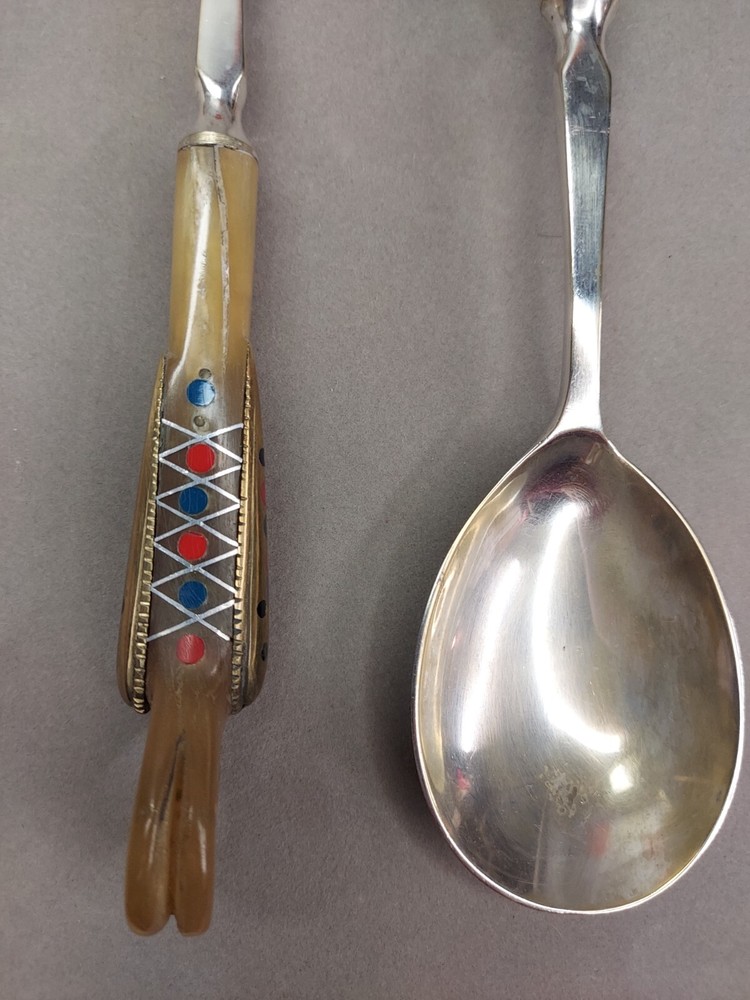 VINTAGE Fire Bird Phoenix Salad Spoon and Fork Serving Set