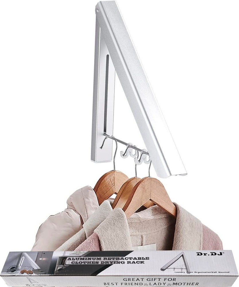 Dr.DJ Retractable Clothes Rack Wall Mounted Clothes Hanger - Foldable Clothes...