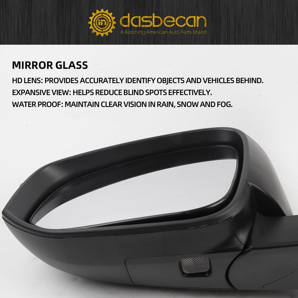 Dasbecan Left Driver Side Mirror Compatible with Toyota Side, Black