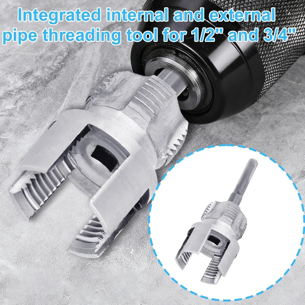 2pcs Pipe Thread Cutting Tool, Dual-Function Integrated Internal & External Pipe