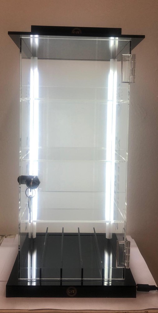 Acrylic Display Stand with 2 LED Light & Lockable Device or Multi Purpose Case