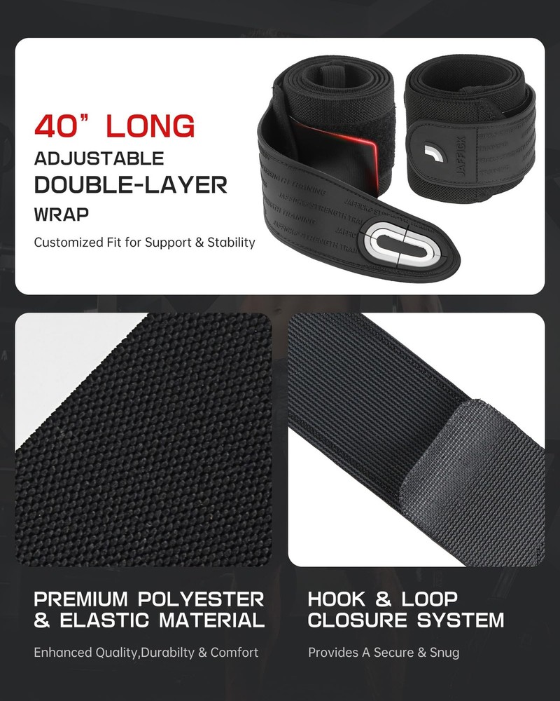 Elbow Wraps for Weightlifting (1 Pair) - Double-Layer Reinforced 40'' Elastic...
