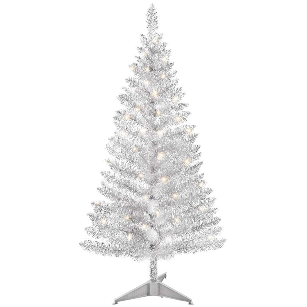 Stunning 4ft Artificial Silver Christmas Tree - Personalizable & Durable Décor