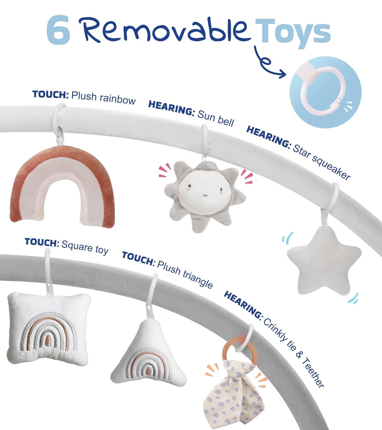 Little Dove 5-in-1 Plush Baby Play Gym, Tummy Time Mat -Convertible Baby Gym