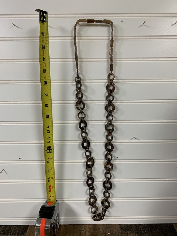 40” brown beads and circles necklace