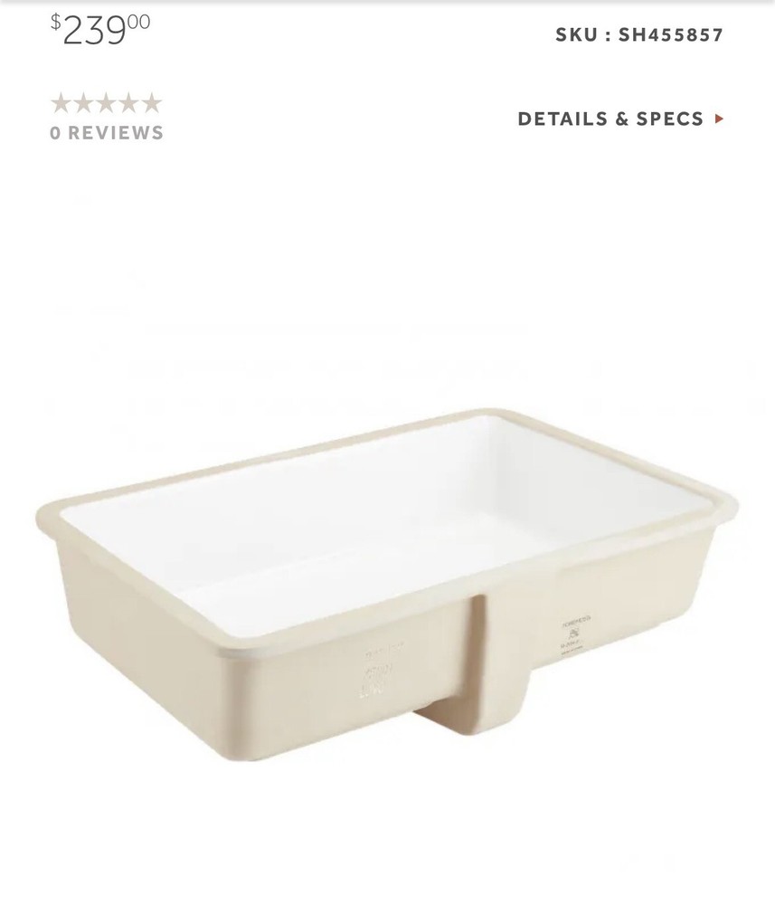 Signature Hardware Destin Rectangular 21”Porcelain Undercount Bathroom Sink
