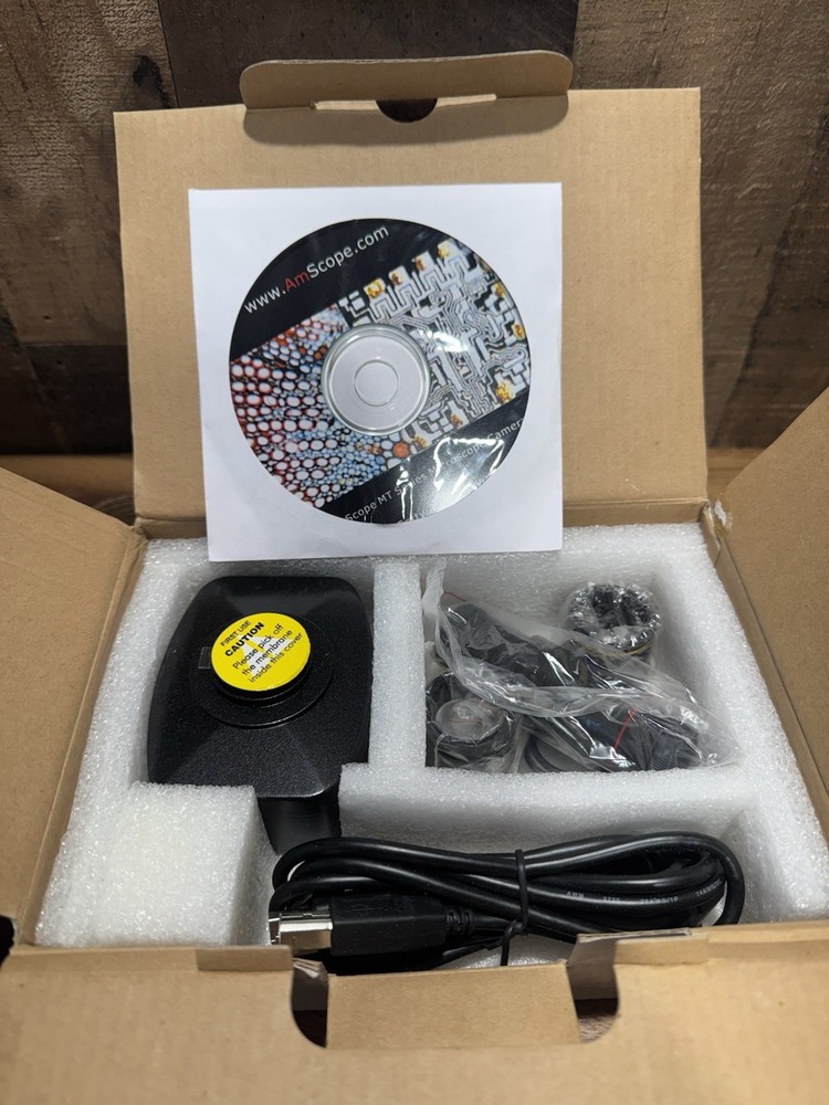 AmScope MA500 USB Microscope Camera Kit w Adapters Software Cable Open Box