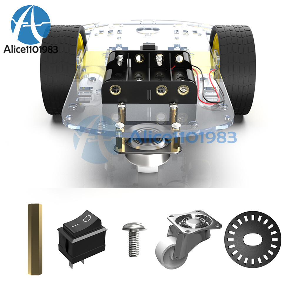 2WD Smart Robot Car Chassis Kit w/ Speed Encoder Battery Box for Arduino 2 Motor
