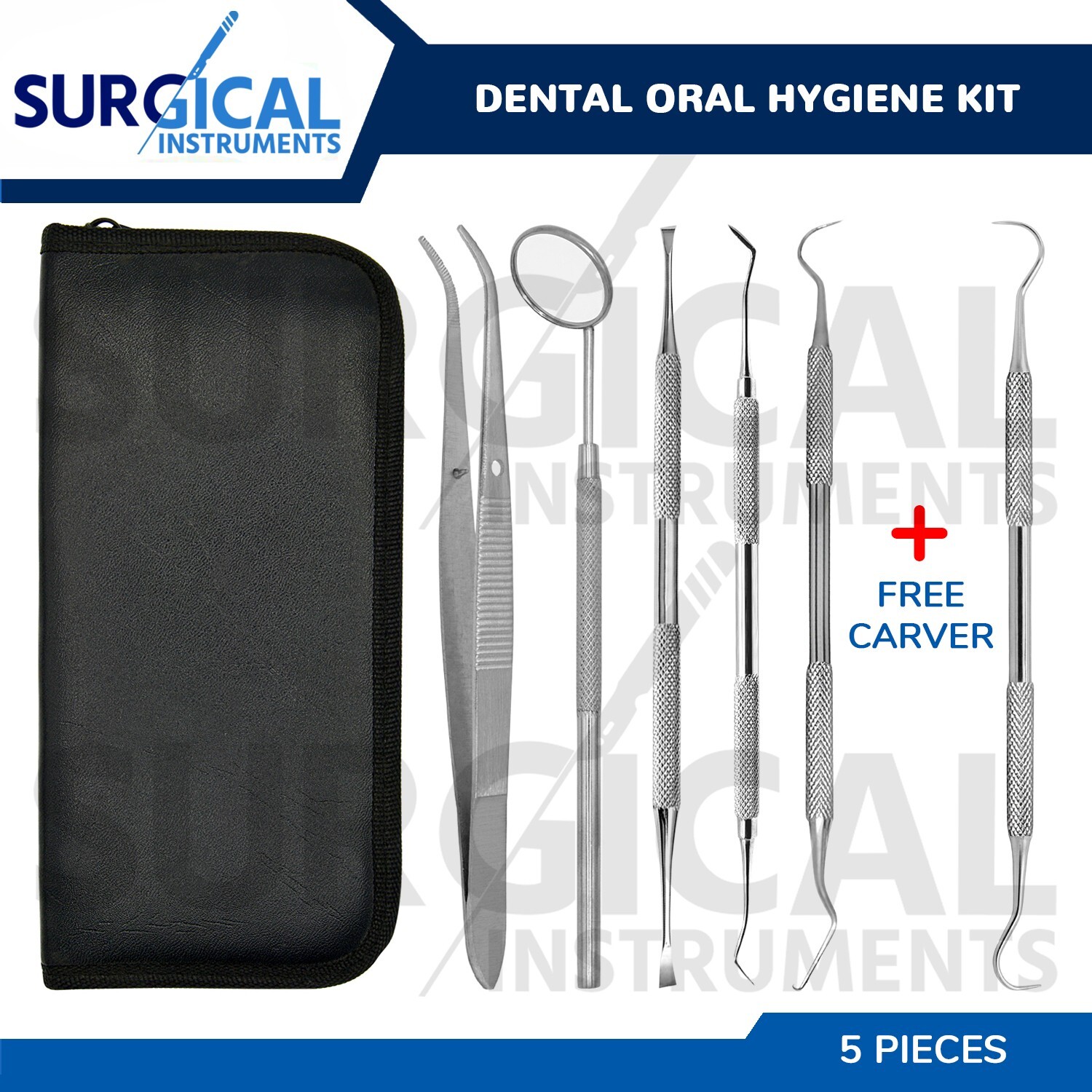 Professional Dental Oral Hygiene Kit 5 Tools Deep Cleaning Scaler Teeth Care Set