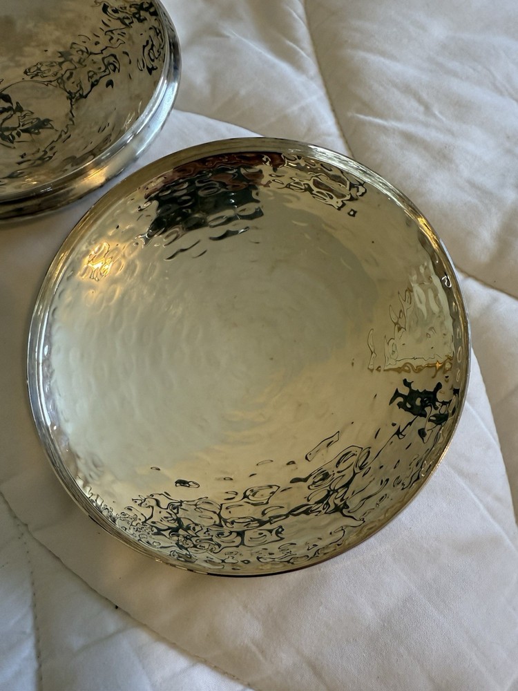 Italian Designer BATTUTO A MANO Handhammered Silverplated Plated Candy Nut Dish