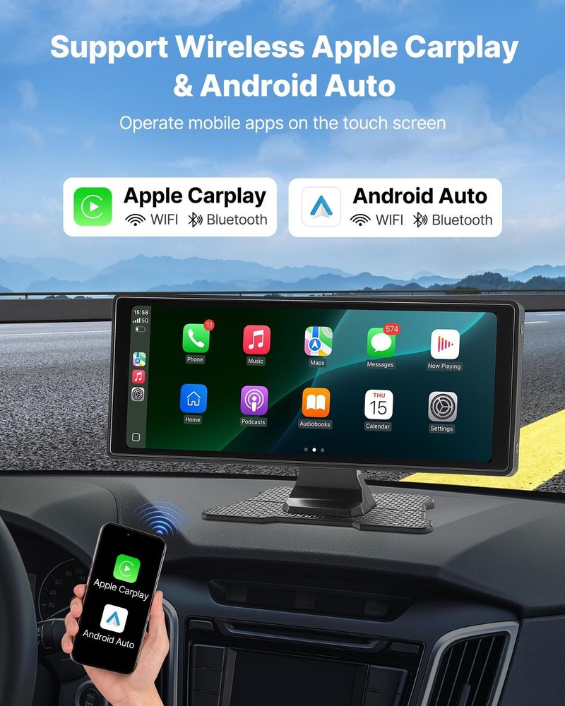 10in Universal Car Stereo CarPlay Android Front/Rear Camera Compatible