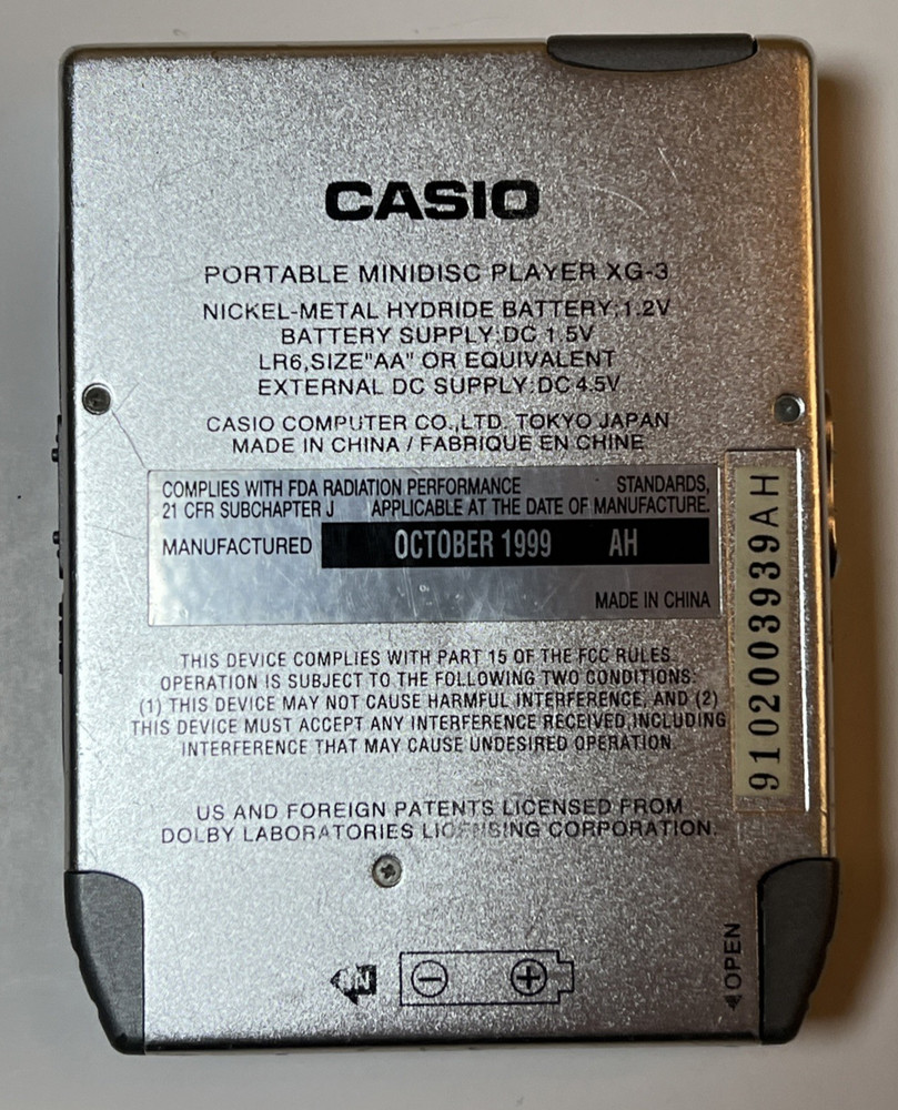 Casio Portable Minidisc Player XG-3 Untested Unit Only