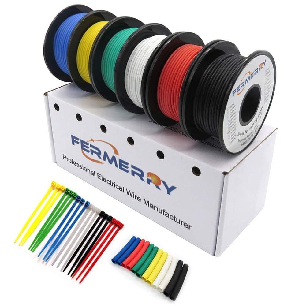 AWG Stranded Wire Spool Flexible Silicone Hook Up Tinned Copper Wire Kit