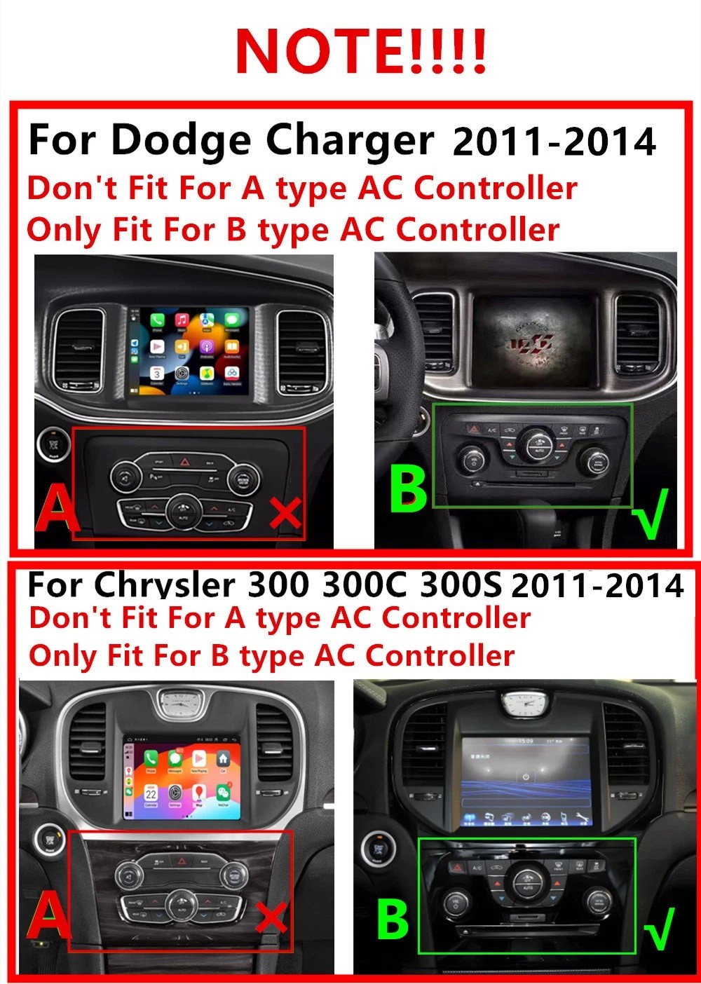 64G Carplay For 11-14 Dodge Charger Chrysler 300 Car Stereo Radio GPS Android 15