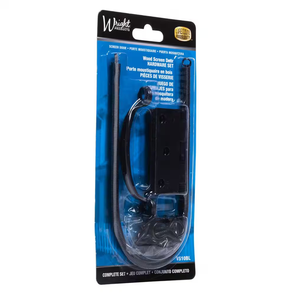 Screen and Storm Door Set with Spring, Black