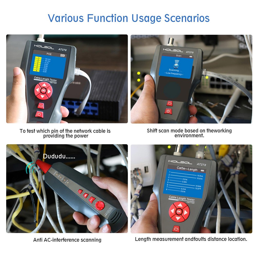 Network Cable Tester Multi-functional LCD Tracker For RJ45, RJ11, BNC NF-8601W