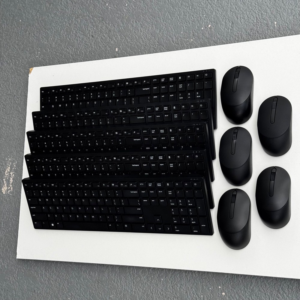 5PCS Dell KM5221W Wireless Combo Keyboard & Mouse BLACK