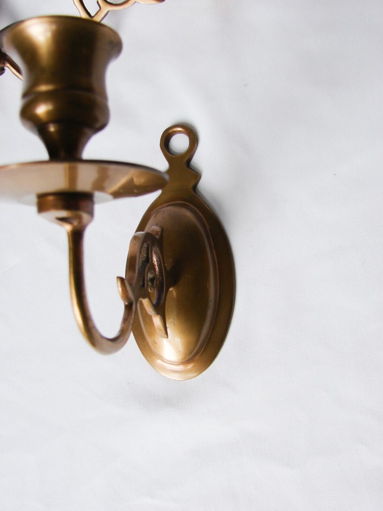 Brass Wall Mount Candle Holders (2)
