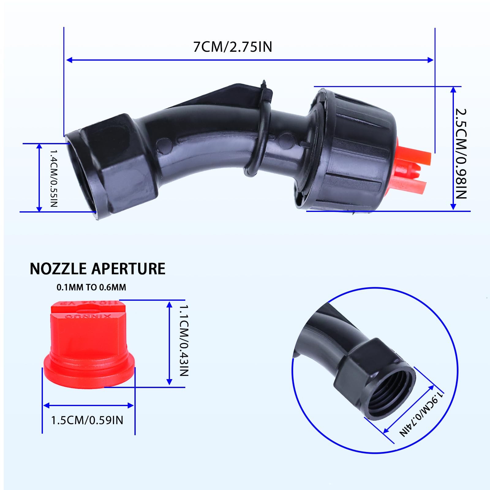 110°Flat Fan Spray Nozzles, 7PCS 0.1–0.6mm Sprayer Nozzle Small, Multicolor