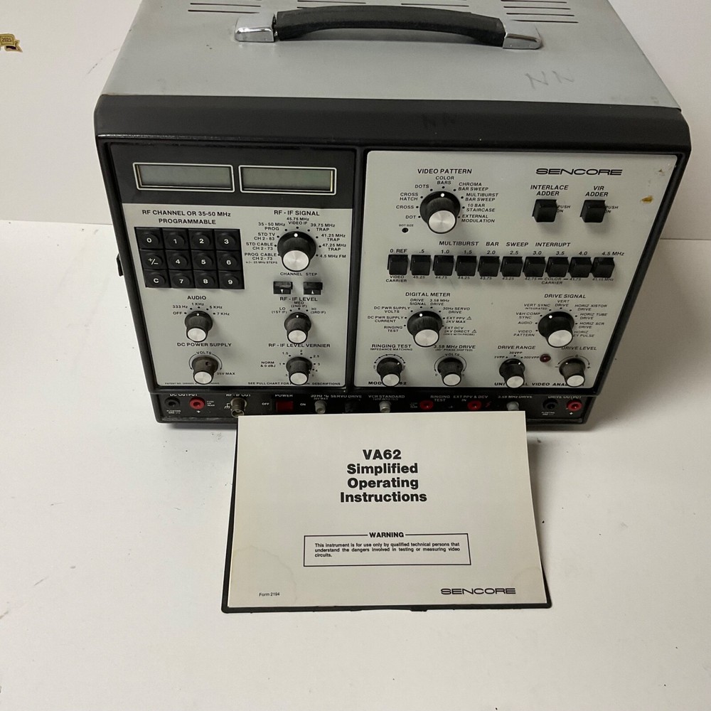 Sencore model VA62 Universal Video Analyzer Simplified Operating Manual