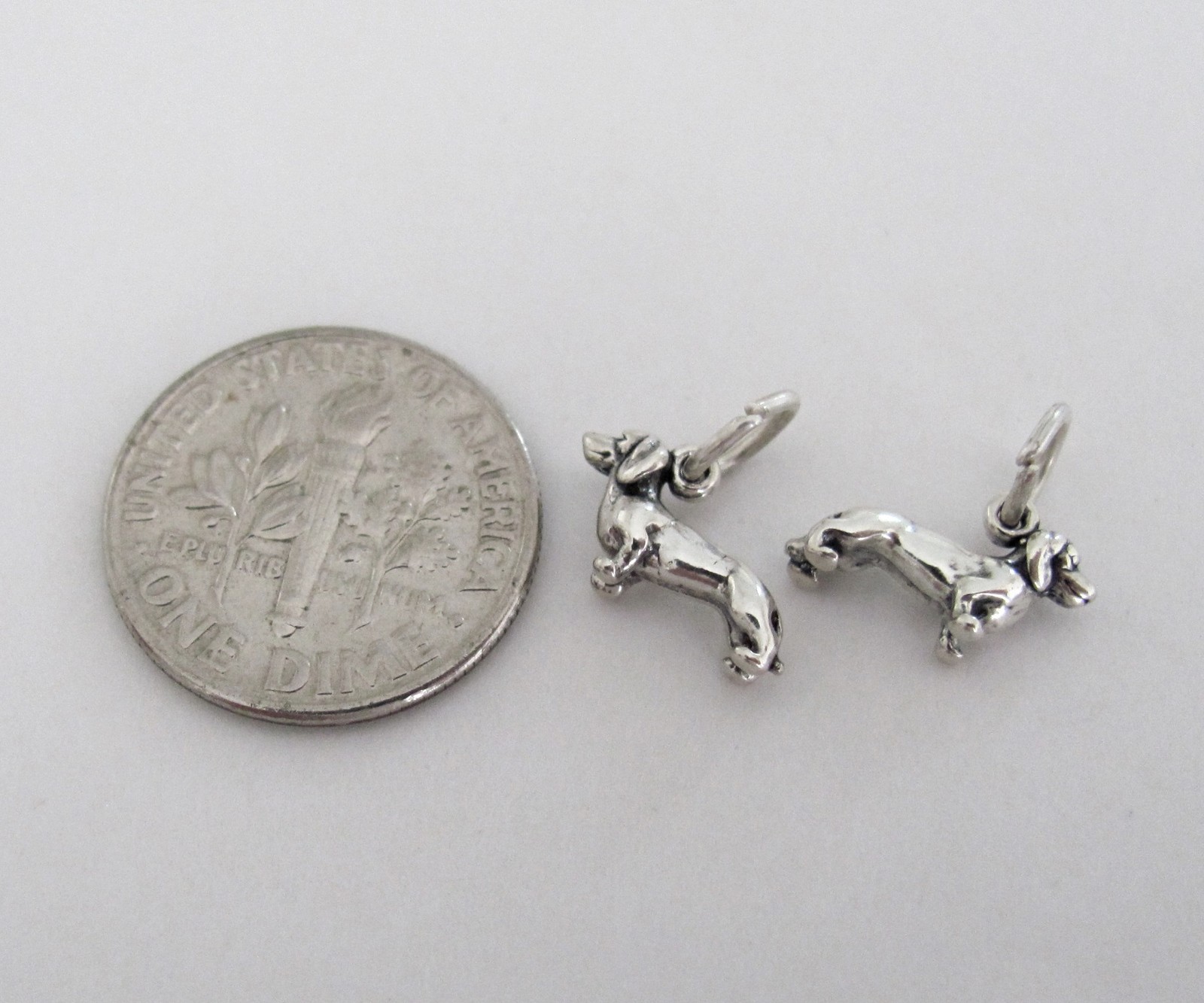 Very small Sterling Silver Dachshund mini tiny charm.