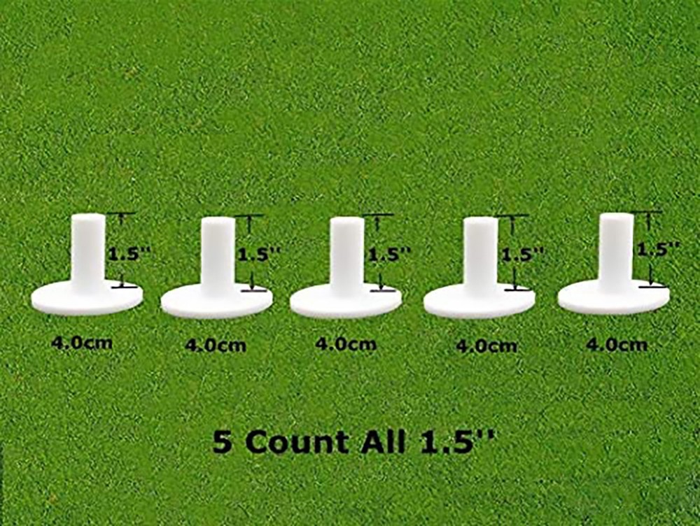 Golf Practice Tees, 5 Pack Rubber, Mixed or Same Size, Driving, White