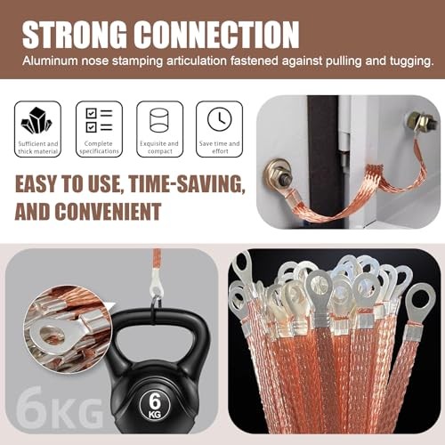 Pack-5 Car Engine Grounding Strap, 3 Pcs 9.8" + 2 Pcs 12.9" Flexible Copper