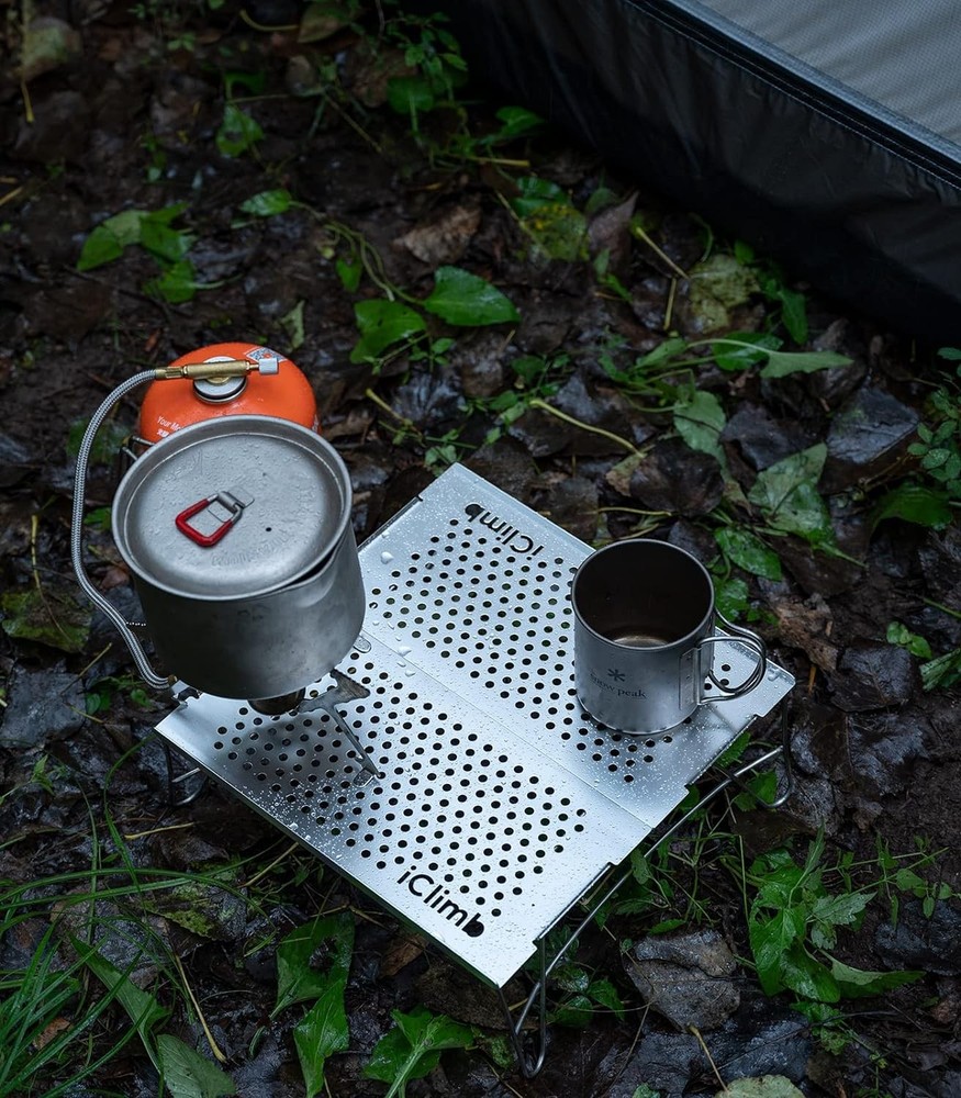 iClimb Mini Solo Folding Table Ultralight Compact for Mini, Silver