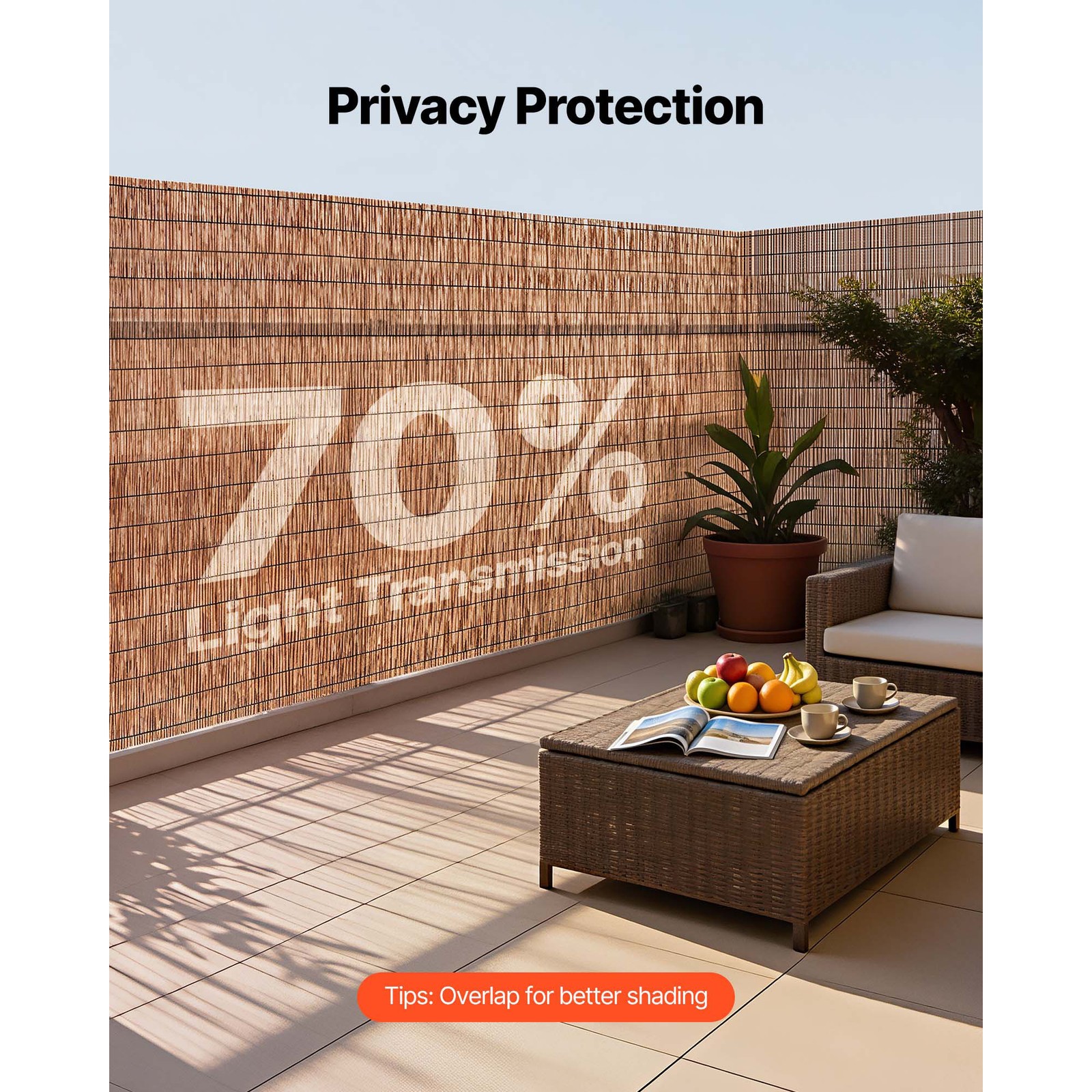 Uimoso Natural Reed Fence Panel 6 ft x 16.4ft Privacy Screen Roll for Garden Use