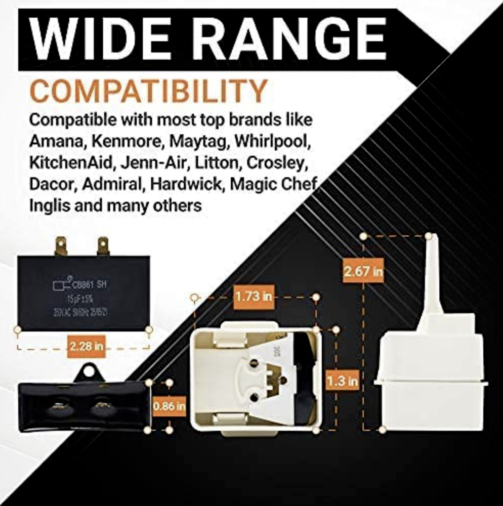 Kenmore Frigidaire Refrigerator Compressor Relay Start and Overload and capacito