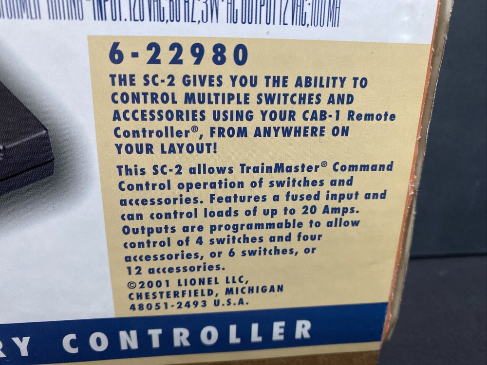 LIONEL TMCC SC-2 SWITCH CONTROLLER electrical connection switch activate J.275