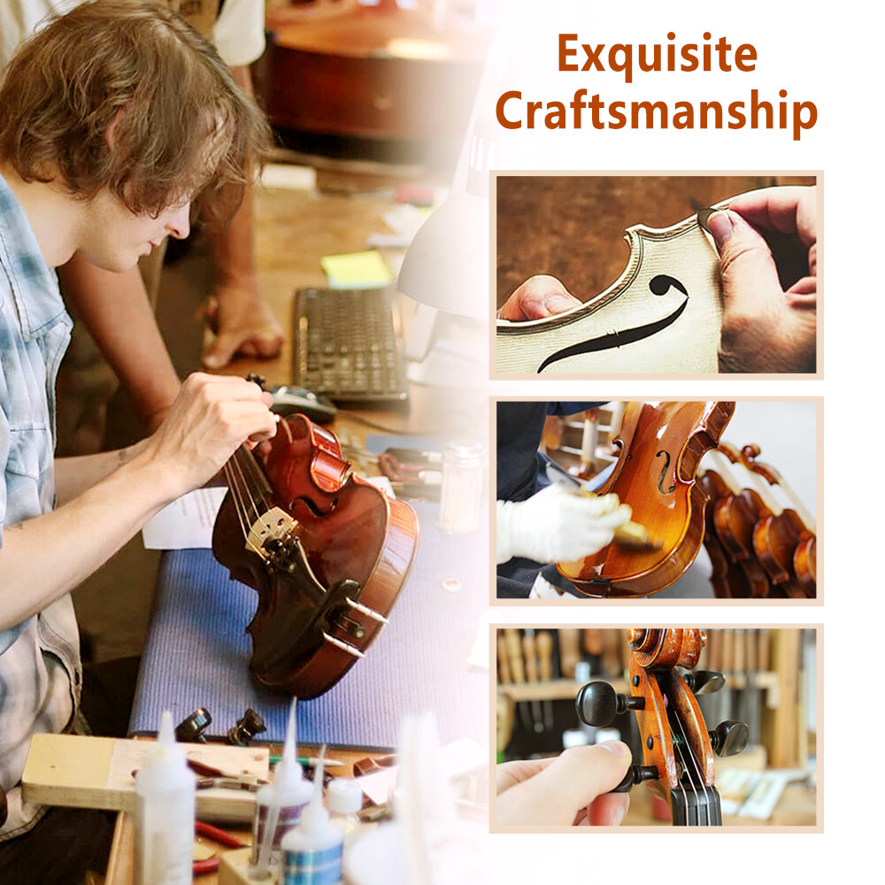 4/4 Size Violin Solid Wood Handmade with Bow,Case and Accessories for Students
