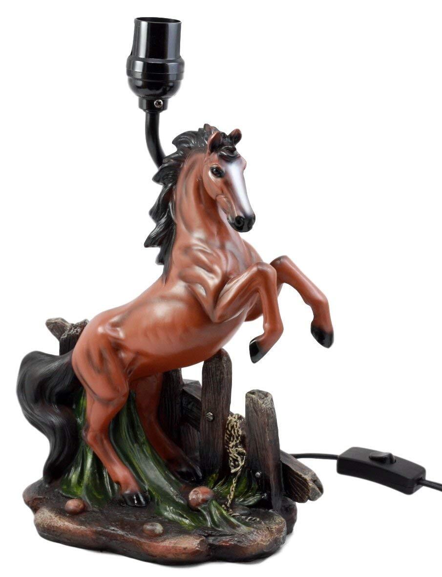 Rearing Wild Chestnut Horse Stallion Desktop Table Lamp With Shade Home Decor