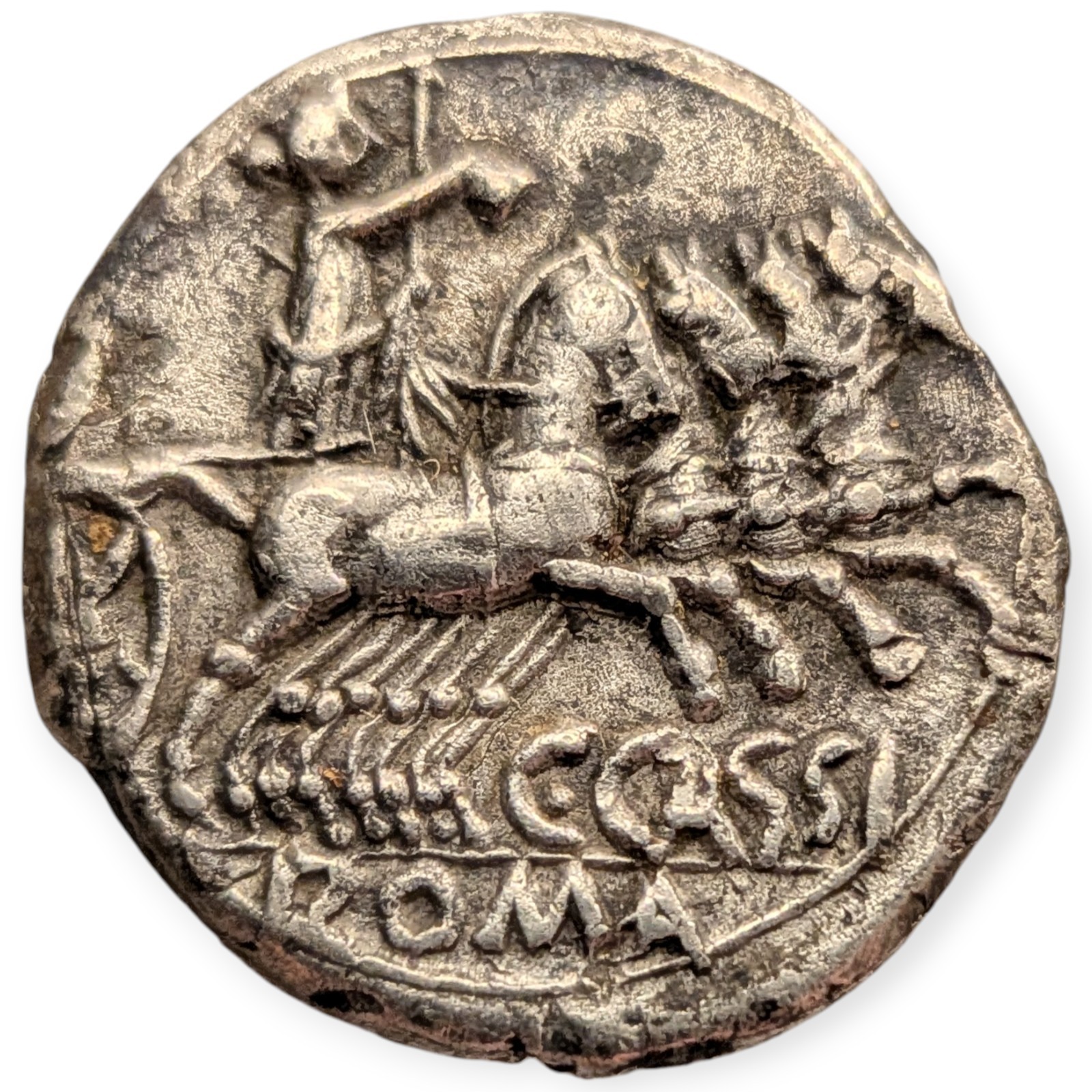 Gaius Cassius Roman Republic Denarius 126BC Roma Libertas Ancient Silver Coin 1T