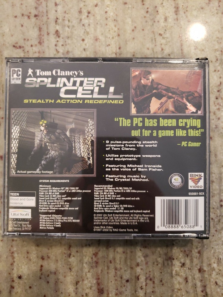 PC Action Game 2002 Tom Clancy Splinter Cell Stealth Action Redefined XP 2000 98