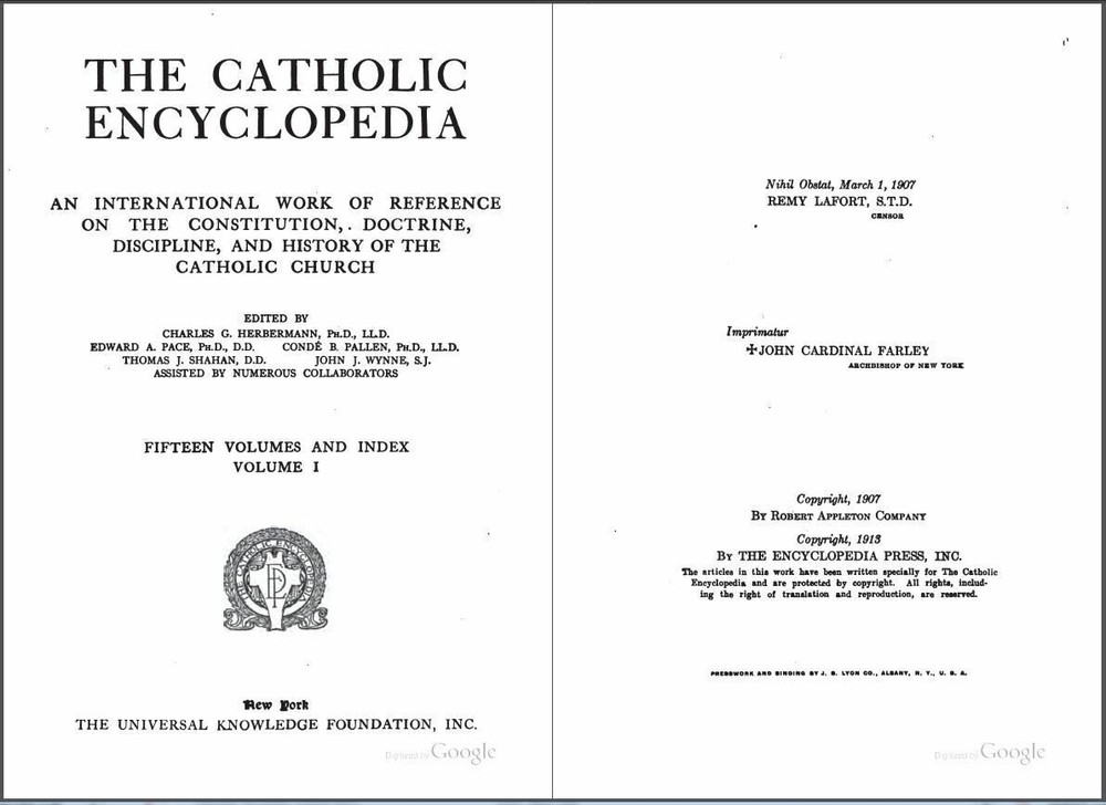 The Catholic Encyclopedia 1907 (Complete 15 Volume Set + Index on a USB)