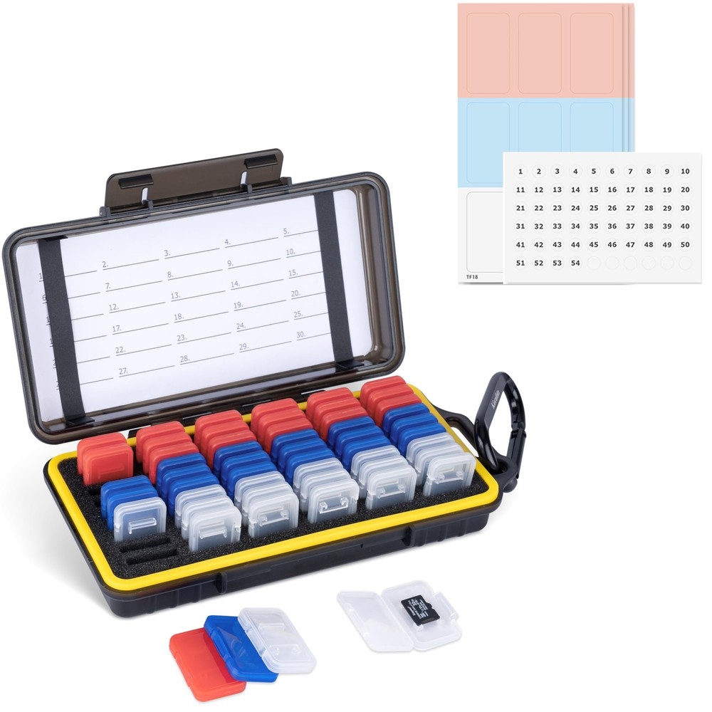 Dual Protect Micro SD Card Case with 54 PCS Clear for 54 SD（With Box）