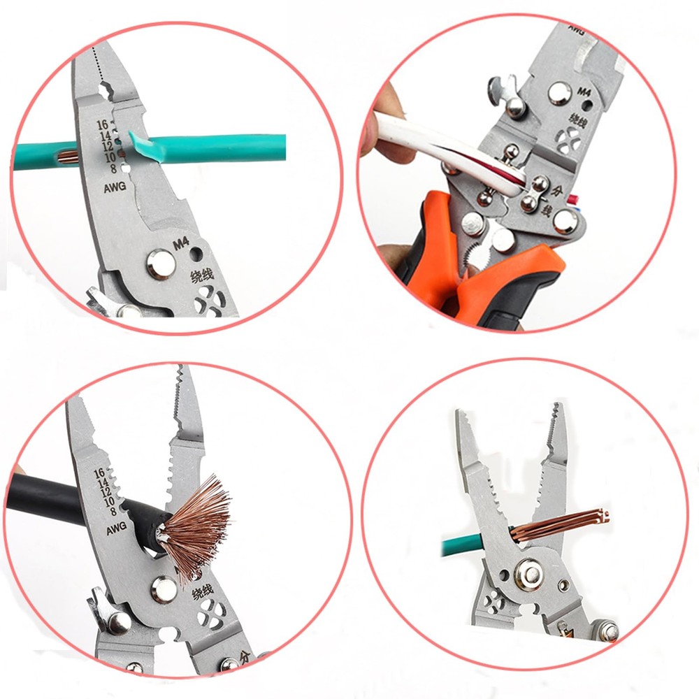 12in1 Multifunctional Wire Stripper Foldable Twister Orange
