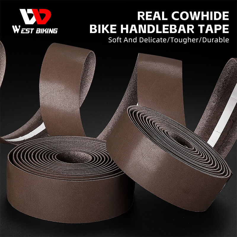 WEST BIKING Genuine Leather Bicycle Handlebar Tape Road Bike Retro Color Belt