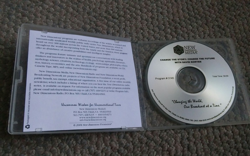 Change The Story Change the Future David Korten CD 3145 Program