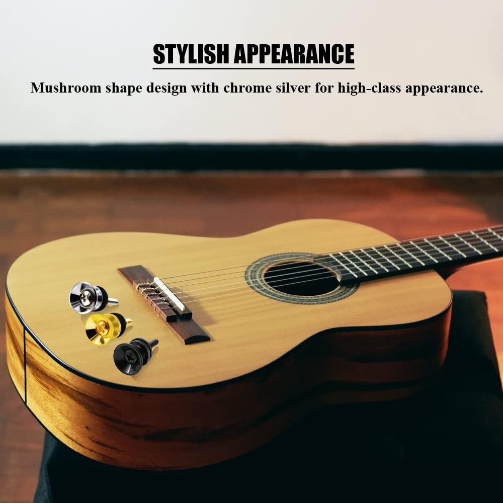 Classic Chrome Silver Guitar Strap Locks with Smooth Edges for All Instruments