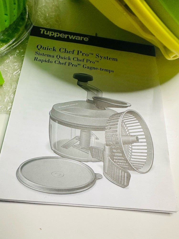 New Tupperware Quick Chef Pro Manual Turn Handle Food Processor Lime Green