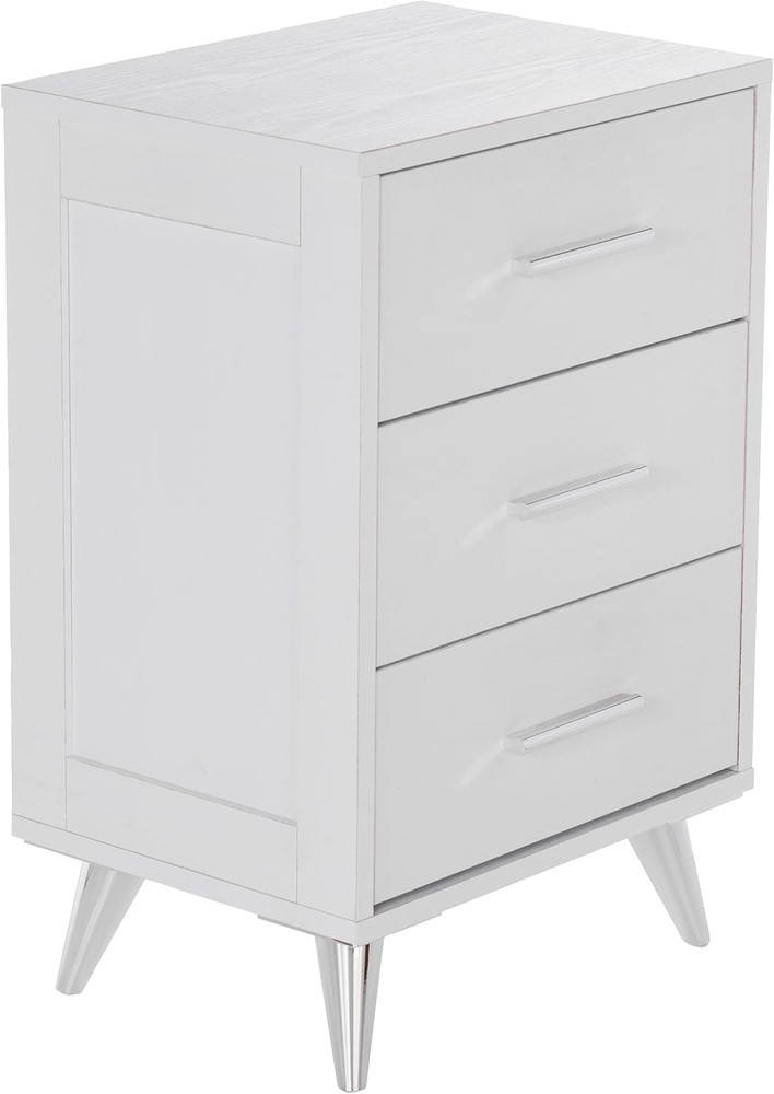 Owen Midcentury Modern White Nightstand with Storage Solution
